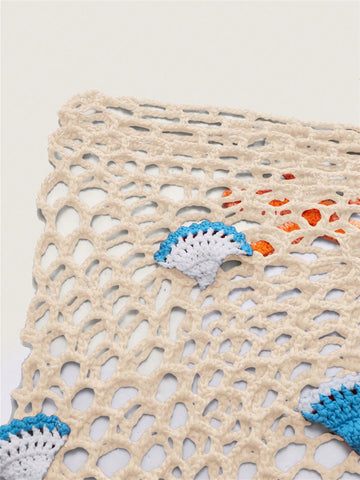 ZAFUL Crochet Sarong Coverups for Women Beach Vacation Starfish See Thru Tie Side Bathing Suit Cover Up Mini Skirt-AMZ