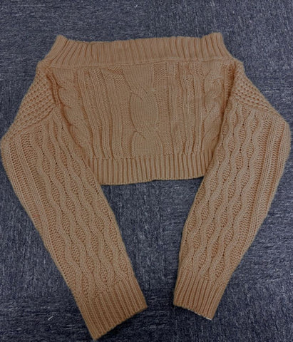 Off-The-Shoulder Cable Knit Sweater