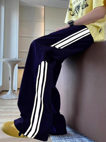 ZAFUL Side Strip Pants for Men Unisex Street Y2K Parachute Sweatpants Drawstring Wide Leg Casual Trousers