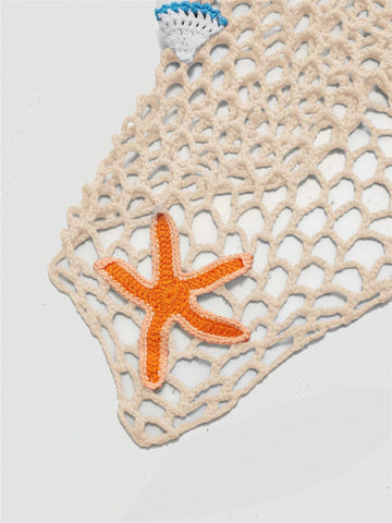 ZAFUL Crochet Sarong Coverups for Women Beach Vacation Starfish See Thru Tie Side Bathing Suit Cover Up Mini Skirt-AMZ