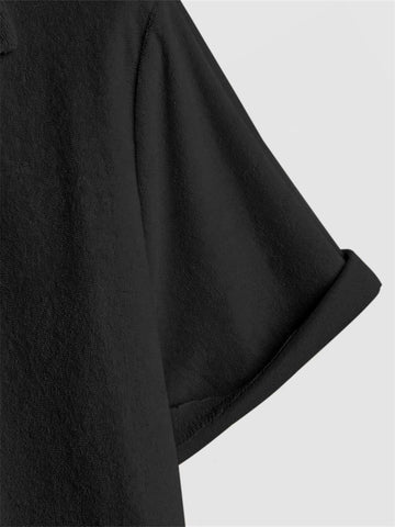 ZAFUL Casual Short Sleeve Button Down Shirts for Men Summer Textured Cuban Lapel Collar Solid Color Lightweight Beach Shirt