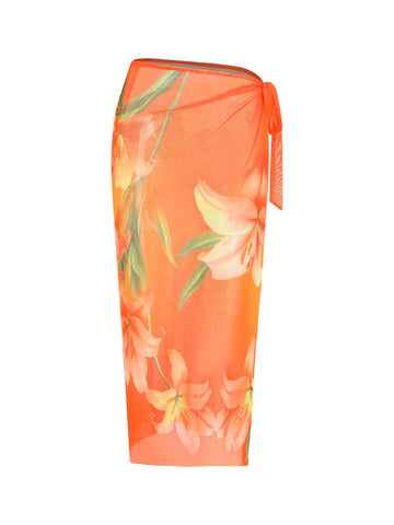 Floral Print Lightweight Swimsuit Sarong