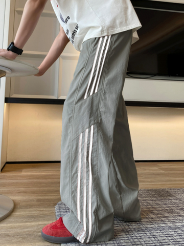 ZAFUL Side Strip Pants for Men Unisex Street Y2K Parachute Sweatpants Drawstring Wide Leg Casual Trousers