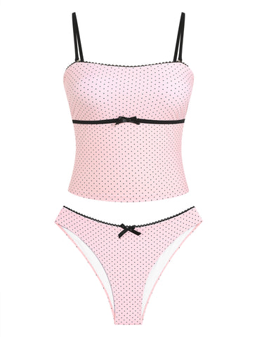 ZAFUL Tankini Swimsuits for Women Bow Tie Side Bathing Suits Tummy Control High Cut Two Piece Bikini Sets