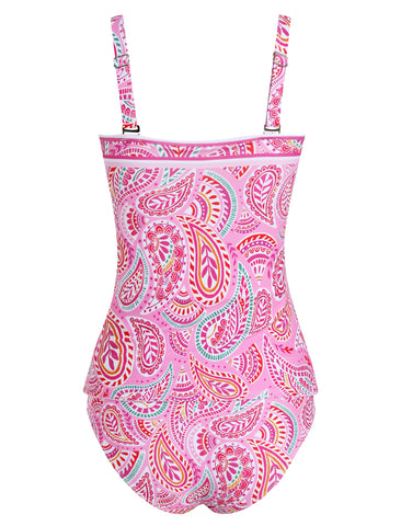 ZAFUL Women's Tummy Control Tankini Two Piece High Waisted Bathing Suits Full Coverage Bikini Bottoms