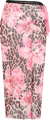 Floral Print Sheer High Slit Beach Cover Up