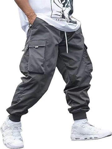 ZAFUL Men's Flap Pocket Drawstring Techwear Cargo Pants Athletic Elastic Joggers Casual Sweatpants