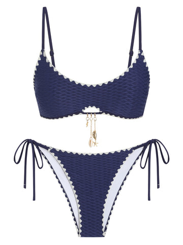 Scallop Trim Bikini Swimsuit Set