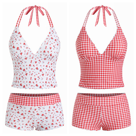 Double Sided Wear Halter Tankini Set