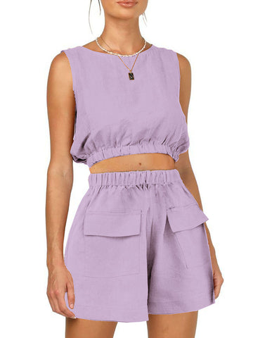 two-piece sleeveless shorts set