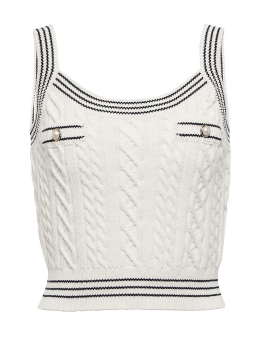 Knitted Pearl Button Vest Top