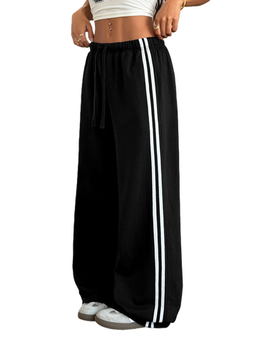 ZAFUL Women's Casual Sweatpants Drawstring Color Block Side Striped Straight Leg Athletic Track Pants with Pockets-AMZ
