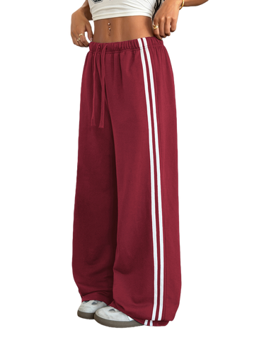 ZAFUL Women's Casual Sweatpants Drawstring Color Block Side Striped Straight Leg Athletic Track Pants with Pockets-AMZ