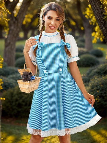 Jillumi Women's Puff Sleeve Blue Wizard Halloween Dress